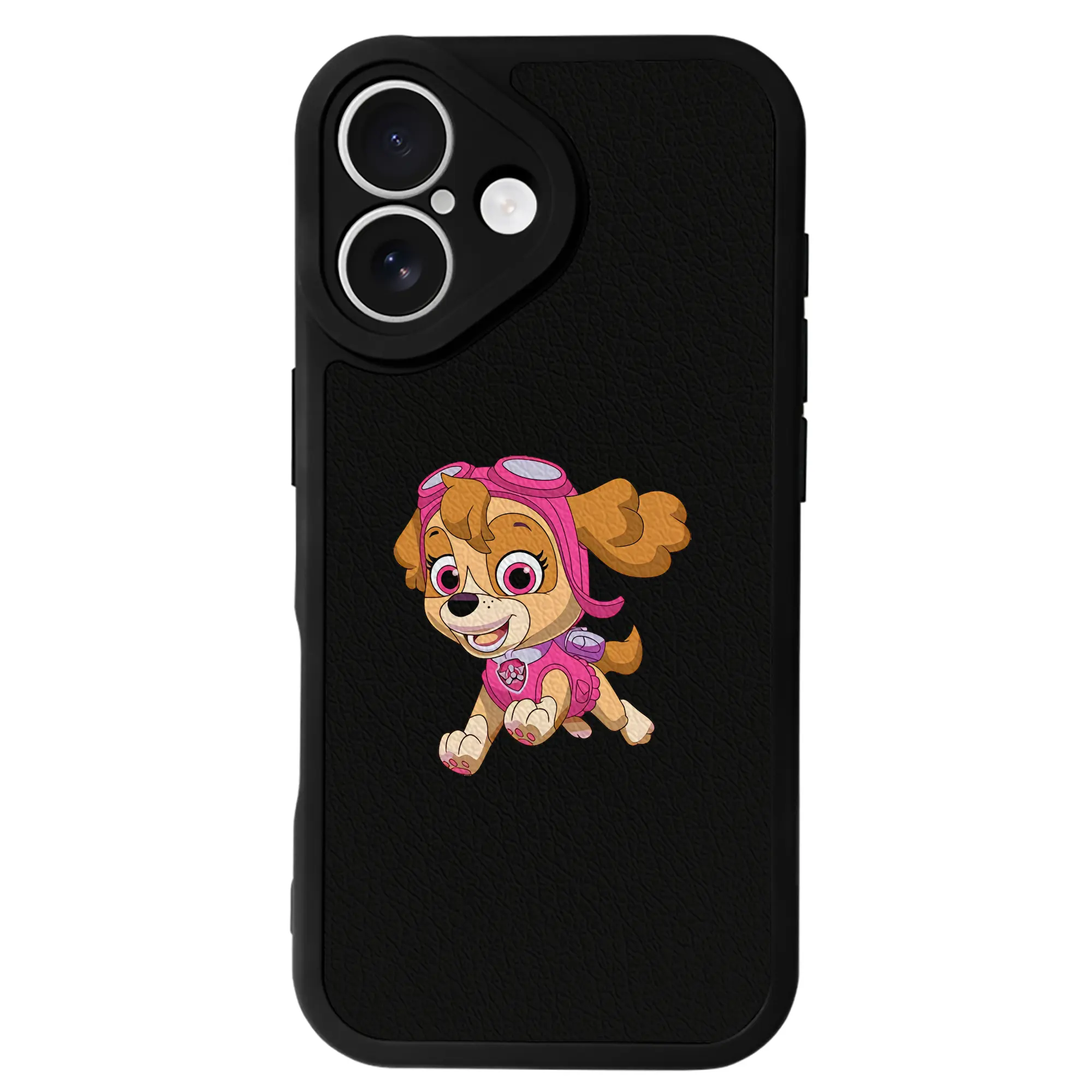 パウ・パトロール グッズ,スカイ - IPhone 16シリーズ対応 ・ シリコンスマホケース ・ レザー調 ・ 高精度フィット ・ 耐衝撃 ・ ワイヤレス充電対応 ・ 精密カット